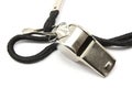 Silver Whistle and string close up Royalty Free Stock Photo