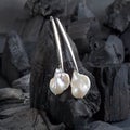 Silver white baroque pearl earrings