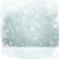 Silver and white bokeh defocused lights with snowflake overlay . abstract background Royalty Free Stock Photo