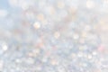 Silver and white bokeh lights defocused. abstract background. white blur abstract background.