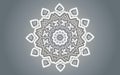 Silver white Floral mandala design over silver grey gradients background