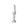 Silver White vintage candlestick with white ran candle isolated on white, dark academia,