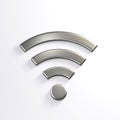 Silver WiFi Wireless Symbol. 3D Render Illustration