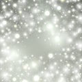 Silver winter abstract background. Shine background with glowing stars