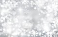 Silver winter bokeh background, blurred, snowflakes, Christmas, December, January, February, gray, white, holiday, new year, Royalty Free Stock Photo