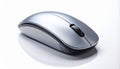 Side View of a Silver Wireless Computer Mouse with Scroll Wheel on White Background wireless mouse Royalty Free Stock Photo