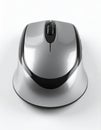 Silver Wireless Computer Mouse on a White Background in High Angle Close Up Still Life Royalty Free Stock Photo