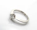 Silver women`s engagement ring with diamond Royalty Free Stock Photo