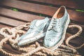 Silver women's shoes, vintage advertising photos