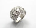 Silver women`s vintage design ring with diamonds