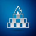 Silver Yagna icon isolated on blue background. Vector Royalty Free Stock Photo