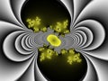 Silver yellow leaves black fractal geometries swirls sky shapes fractal, abstract geometries, background
