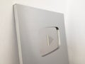 Silver YouTube play button creator award for 100,000 subscribers