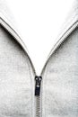 Silver zip on woolen fabric