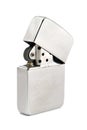 Silver zippo lighter on a white background Royalty Free Stock Photo