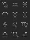 Silver Zodiac Signs. Icons Set Royalty Free Stock Photo