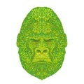 Silverback Gorilla Head Front View Pointillist Impressionist Pop Art Style