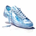 Silver Painted Sneakers: Hyperrealist Art With Chrome Reflections