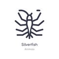 silverfish outline icon. isolated line vector illustration from animals collection. editable thin stroke silverfish icon on white
