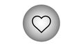 Silvergray circle with black heart outline on white background graphic design element for love and care themes Royalty Free Stock Photo