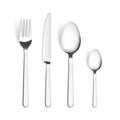 Silverware fork spoon cutlery isolated vector metal set. Knife silver steel kitchen tableware Royalty Free Stock Photo