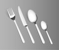 Silverware fork spoon cutlery isolated vector metal set. Knife silver steel kitchen tableware Royalty Free Stock Photo