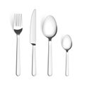 Silverware fork spoon cutlery isolated vector metal set. Knife silver steel kitchen tableware Royalty Free Stock Photo