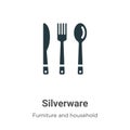Silverware vector icon on white background. Flat vector silverware icon symbol sign from modern furniture and household collection