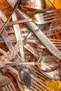 Silverware washed with water and detergent Royalty Free Stock Photo