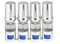 Silvery ampoules, small bottles, medical or cosmetic appointment