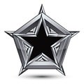 Silvery blazon with pentagonal black star, can be used in web an