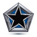 Silvery blazon with pentagonal black star, can be used in web an