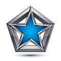 Silvery blazon with pentagonal blue star, can be used in web and