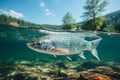 silvery river fish swim in shoals underwater in the river