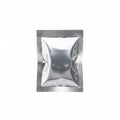 A silvery shiny foil packet with textured edges, isolated on a white Royalty Free Stock Photo