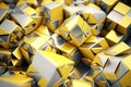 silvery yellow 3d render abstract geometric background with rhombic faces, generative ai