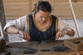 Medieval blacksmith chainmail woman Royalty Free Stock Photo