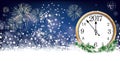 Silvester Card Clock 2017 Header Snowflakes Stars Fireworks