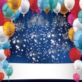 Silvester Fireworks Balloons Banner Royalty Free Stock Photo