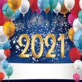 Silvester Fireworks Balloons Banner 2021 Royalty Free Stock Photo