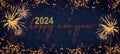 Silvester 2024 Happy New year New Year`s Eve Party background banner panorama long- Frame made of firework fireworks on rustic