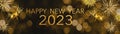 Silvester 2023 Happy New Year, New Year`s Eve Party background banner panorama long greeting card - Golden firework fireworks on
