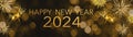 Silvester 2024 Happy New Year, New Year`s Eve Party background banner panorama long greeting card - Golden firework fireworks on