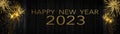 Silvester 2023 Happy New Year, New Year`s Eve Party background banner panorama long greeting card - Golden firework fireworks on Royalty Free Stock Photo