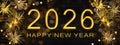 Silvester 2026 New year New Year\'s Eve Party background banner panorama greeting card with year - Gold firework fireworks on