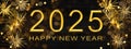 Silvester 2025 New year New Year\'s Eve Party background banner panorama greeting card with year - Gold firework fireworks on