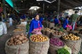 Guambiano woman selling potato in Silvia, Colombia