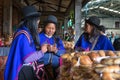 Traditionally dressed guambiano women in the local market