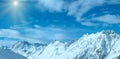 Silvretta Alps winter sunshiny view Austria. Panorama.