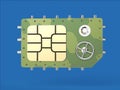 Sim card as vault safe, mobile online connectivity security concept. high safety level metaphor, web protection Royalty Free Stock Photo